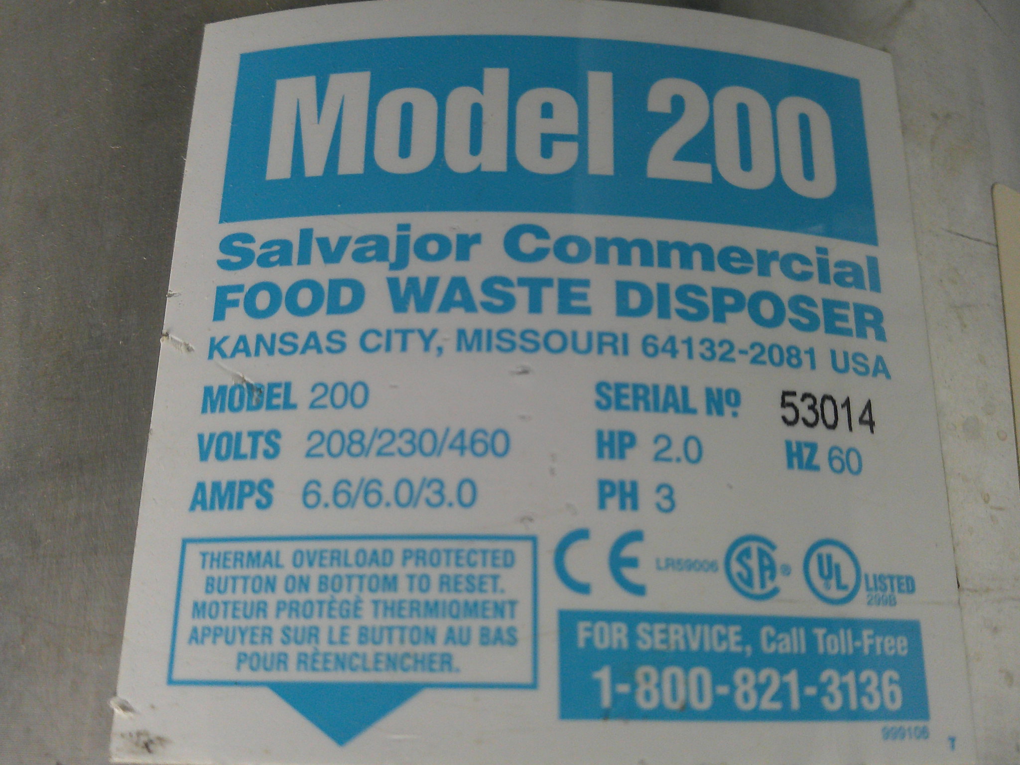 SALVAJOR 2 HP GARBAGE DISPOSAL