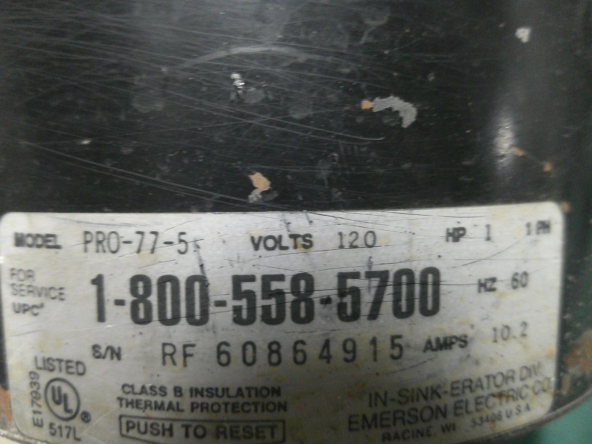 IN SINK ERATOR GARB DISPOSAL