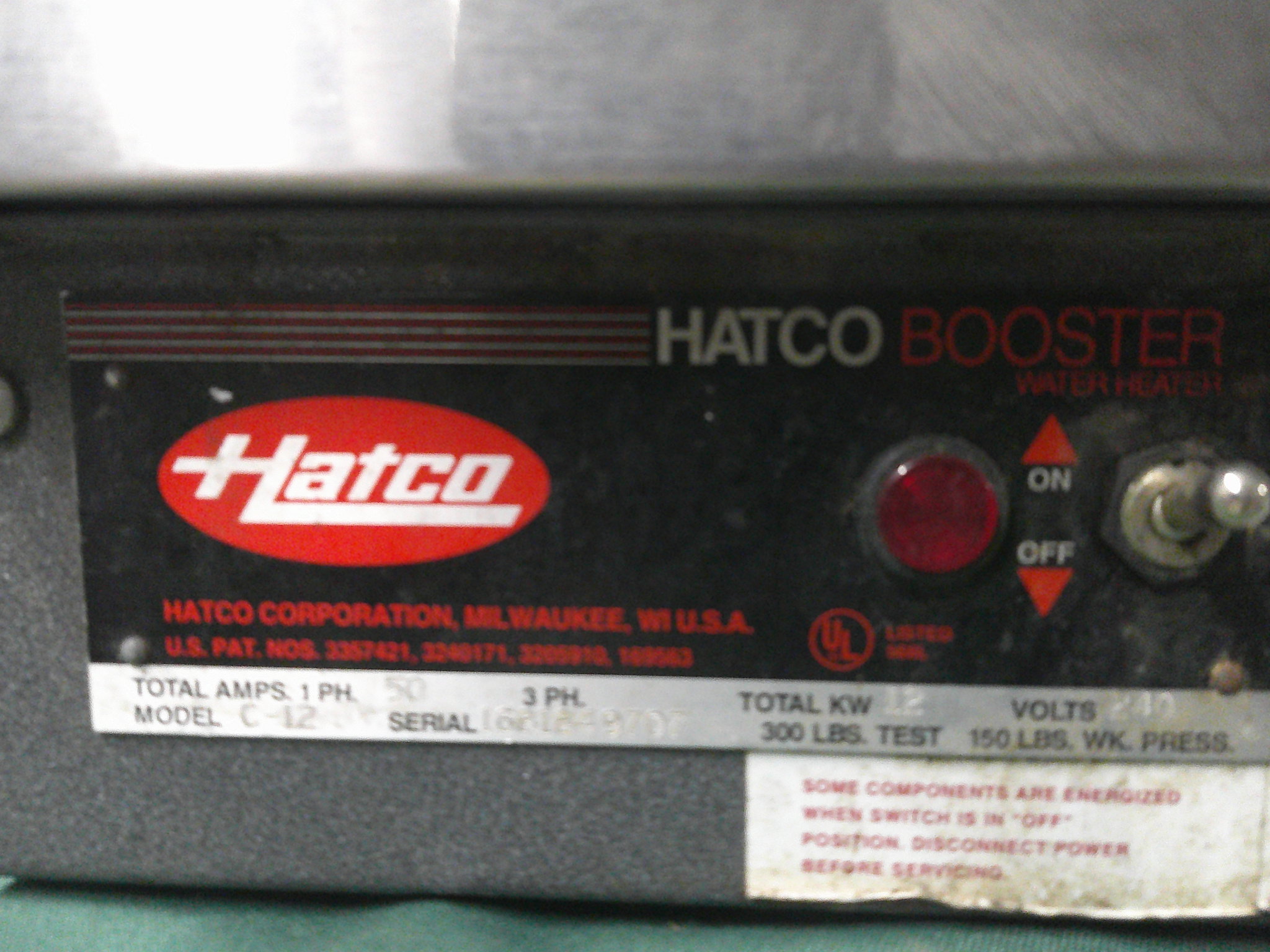 HATCO BOOSTER HEATER