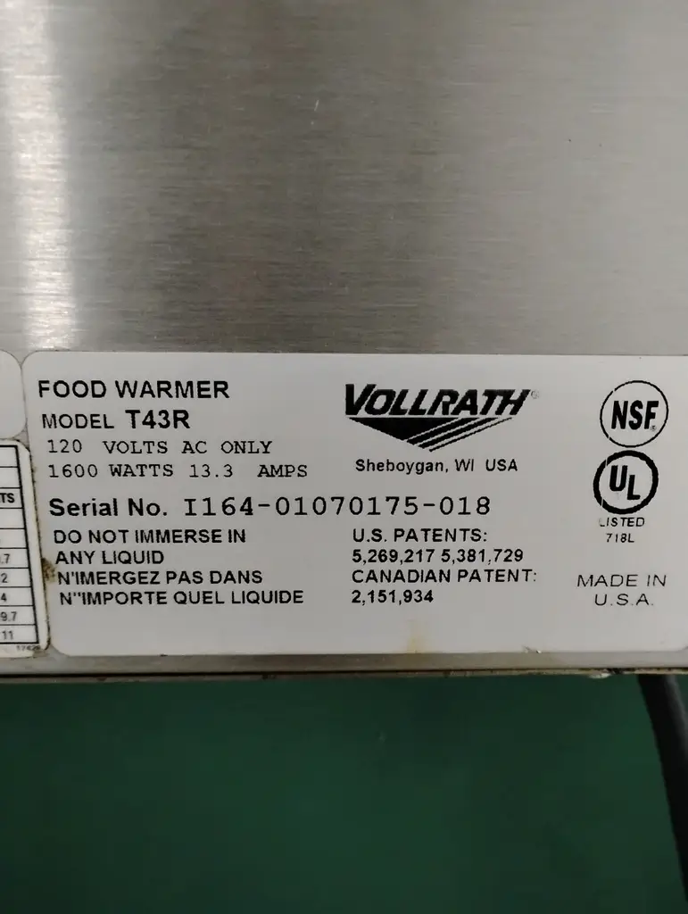 VOLLRATH CT FOOD WARMER