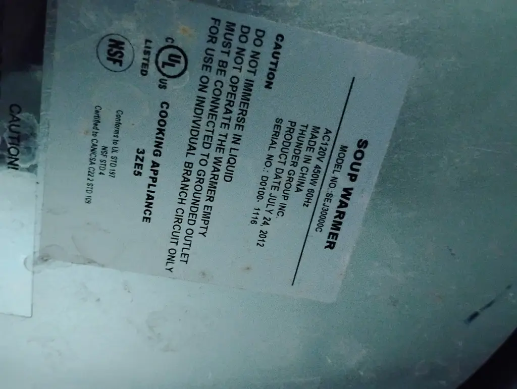 THUNDER 10.5QT SOUP WARMER