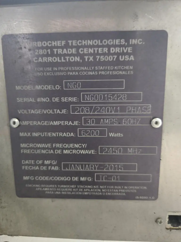 TURBO CHEF CONVECTION OVEN